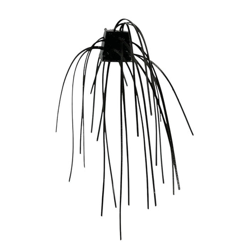 3 Brothers Baits Loaded Dice fishing lure with multiple long, thin black strands designed to mimic natural bait movement for effective fishing tackle use.
