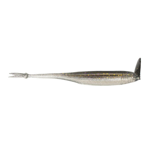 6th Sense Strobe Shaker 3.7 Minnow fishing lure in a translucent silver color with specks of gold, designed for realistic swimming action in fishing tackle.