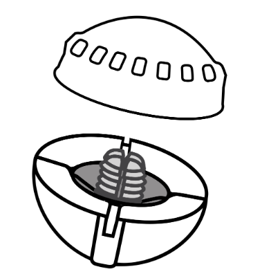Illustration of the Air-Lock Center Lock (3 Pack) showing a round, two-part locking device with a threaded central mechanism designed for secure attachment in fishing tackle or rod assemblies.