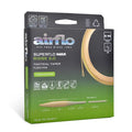 Packaging of Airflo Superflo Max Ridge 2.0 Tactical Taper fishing line showing product features such as PVC-free material, floating design, and freshwater use, ideal for fishing tackle enthusiasts.