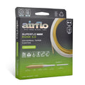 Packaging of Airflo Superflo Max Ridge 2.0 Universal Taper freshwater floating fishing line showing spool, product features, and specifications for fishing tackle enthusiasts.