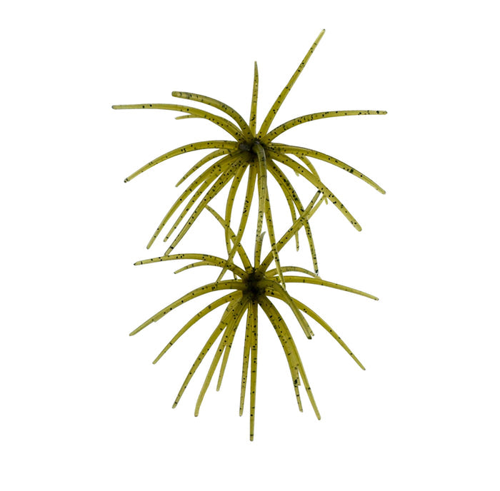 Arsenal Morning Star Urchin Elastomer Bait shown in translucent green with black flecks, featuring flexible, radiating tentacle-like appendages for fishing tackle use.
