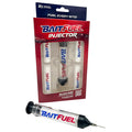 BaitFuel Bait Fuel Freshwater Injector Kit with a clear plastic injector syringe and four white fuel tubes in a red and blue branded package, designed for fishing tackle use.
