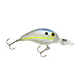 Bandit Lures 200 Series Crankbait fishing lure in silver and chartreuse with black spots, detailed eye, and two treble hooks for effective fishing tackle use.