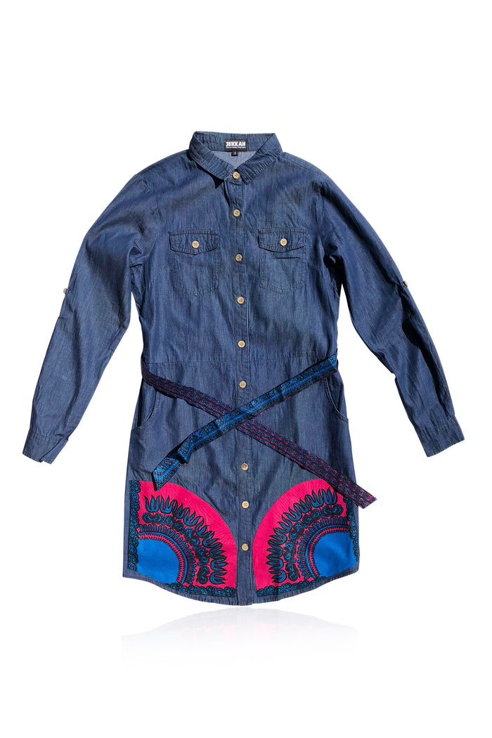 Banta Dashiki Denim Shirt Dress