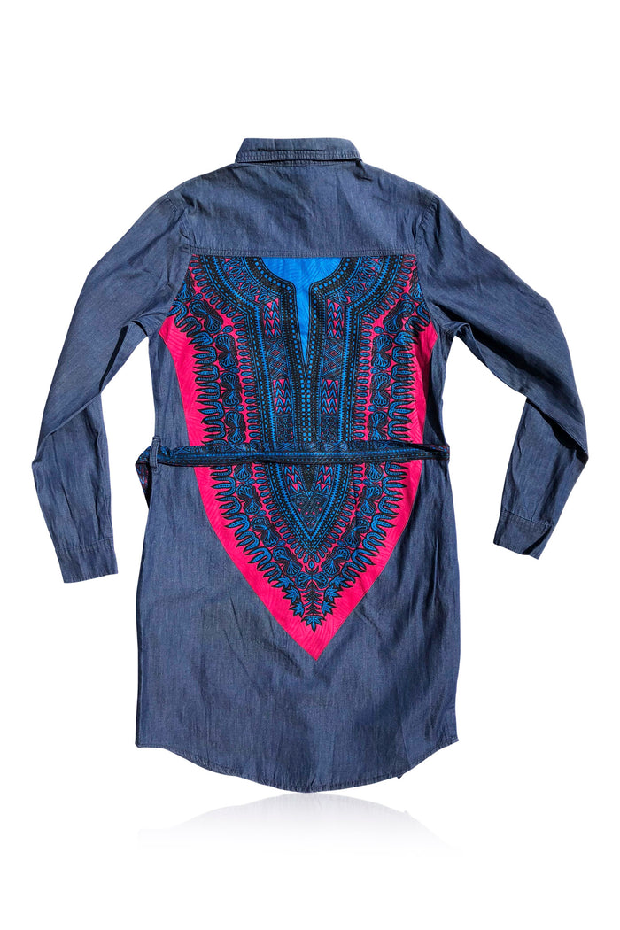 Banta Dashiki Denim Shirt Dress