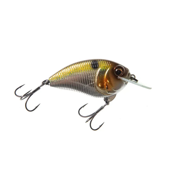 Bass Mafia Fugitive Flat-Sided Crankbait fishing lure with a detailed lifelike design in chrome and shad colors, featuring two treble hooks and a small diving lip.