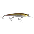Bass Mafia Shot Caller Deep 112 Jerkbait fishing lure with a sleek, chromed gold and silver finish, featuring three sharp treble hooks and a clear diving lip for deep water fishing.