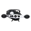 Bates EDC fishing reel in black and silver designed for smooth casting and durability, suitable for musky fishing and paired with high-quality fishing rods and tackle.