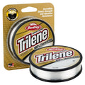 Berkley Trilene 100% Fluorocarbon fishing line spool and packaging, showcasing clear, strong, abrasion-resistant fishing tackle ideal for musky and fly fishing gear.