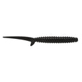 Big Bite Baits 4.2" Scentsation Thresher Worm is a black soft plastic fishing lure with a ribbed body and a slender tail designed for lifelike movement, ideal for fishing tackle.