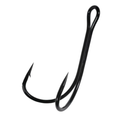 BKK Double-21 Urchin black double fishing hook for fishing tackle and lure rigging shown on a white background