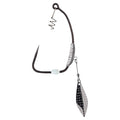 BKK Titan Diver Hook featuring a sharp dark metal hook with an integrated spiral screw lock, a silver weighted section, a small plastic bead, and a textured silver metal blade for fishing tackle use.