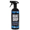 Black spray bottle labeled Boat Drip Exterior Cleaner designed for cleaning boats, removing water spots, and sealing with a high gloss finish.