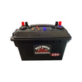 Bold North Outdoors Power Boxes black portable battery box with multiple colored indicator lights, power switches, and red and black terminals for fishing and outdoor use.