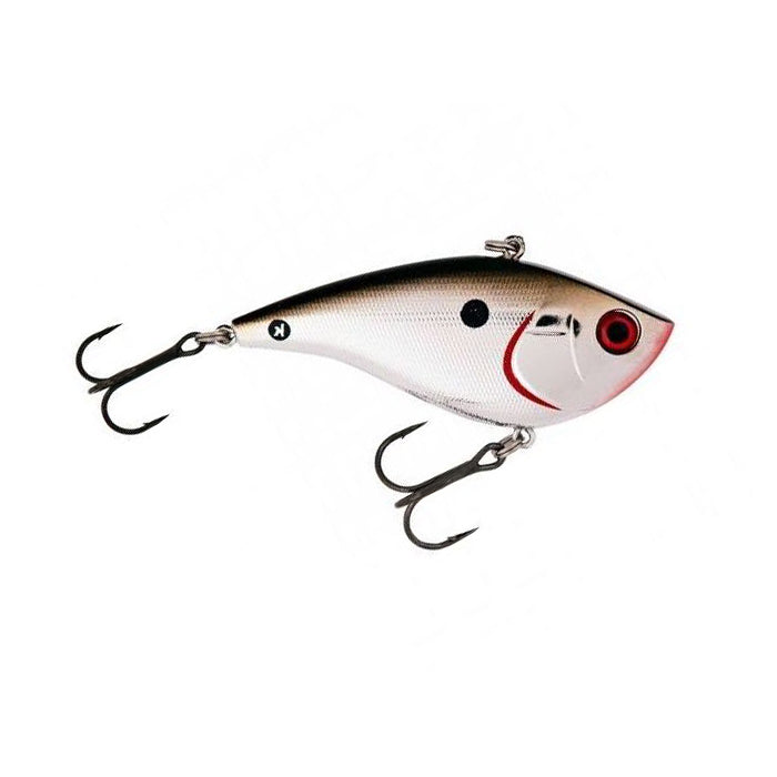 Booyah One Knocker Lipless Crankbait in chrome black finish designed for fishing tackle, featuring two treble hooks and a streamlined lipless crankbait body for effective lure action.