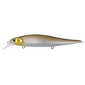 BottomUp Flanjer fishing lure in a silver and olive green finish with detailed scale texture, featuring a diving lip and multiple attachment points for fishing tackle use.