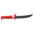 Bubba Flex Fillet Knives red handled fillet knife with textured grip curved black blade and finger guard for preparing fish