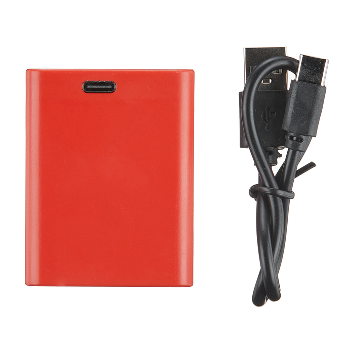 Compact red rechargeable battery pack with USB-C charging port and included USB-A to USB-C cable for Bubba Smart Fish Scale Rechargeable Battery.