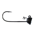 Buckeye Spot Remover Pro Model Jig Head featuring a black weighted head with an integrated hook and screw lock for securely attaching fishing lures, designed for fishing tackle use.