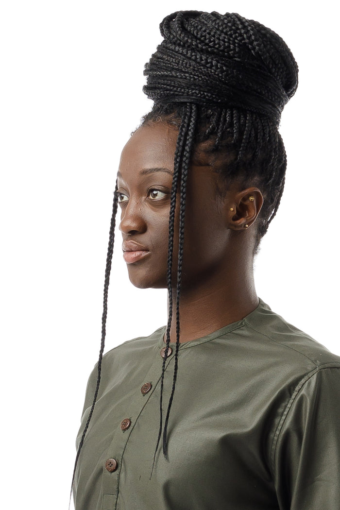 Button Neck Buba - Army Green