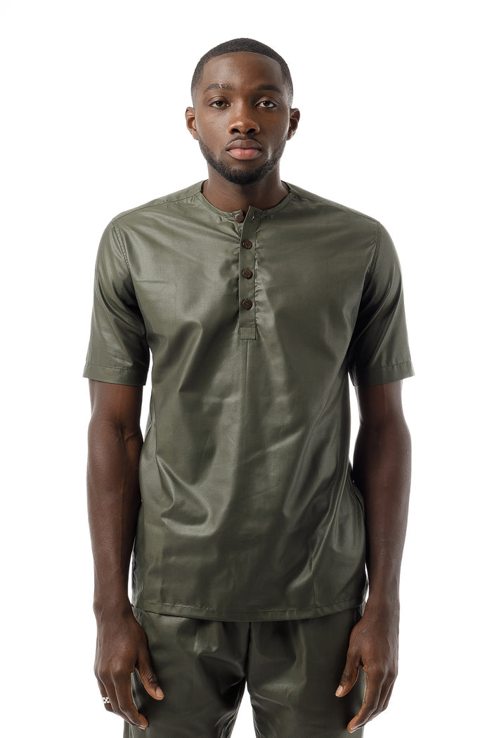 Button Neck Buba - Army Green