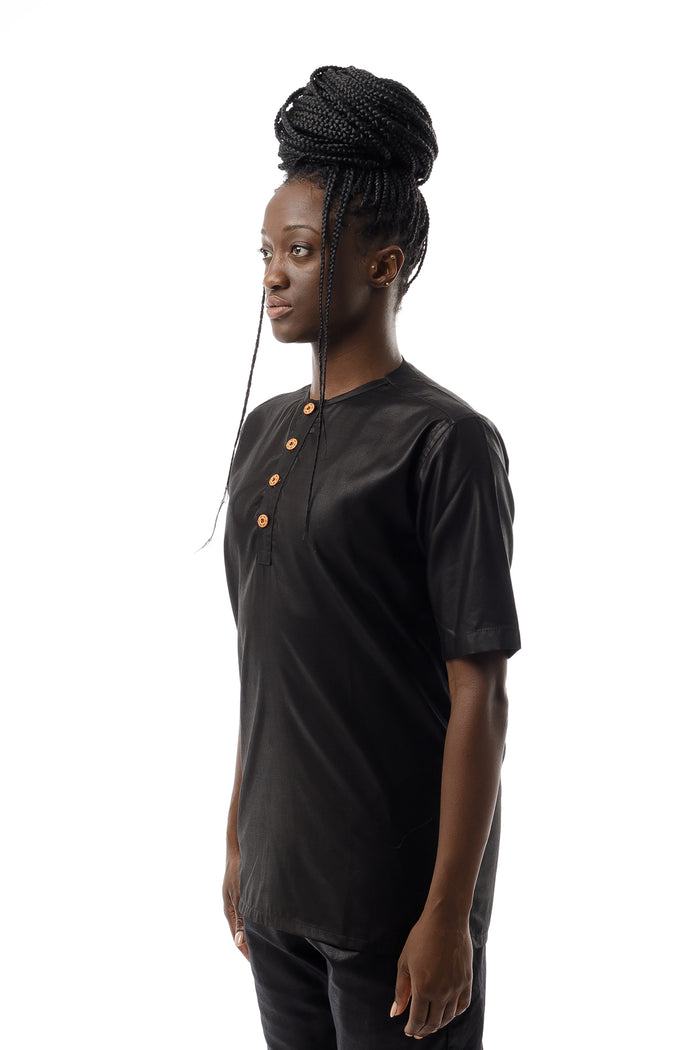 Button Neck Buba - Black