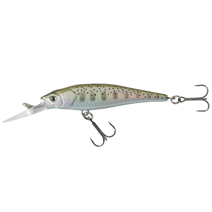Caperlan MNWDD 50 SP - Deep Diving fishing lure with realistic fish pattern, equipped with a clear diving lip and two sharp treble hooks for effective fishing tackle.