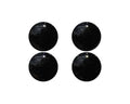 Four glossy black round Catch Fly Fishing Eyes arranged in a square pattern, designed to enhance fishing lures with a realistic appearance.
