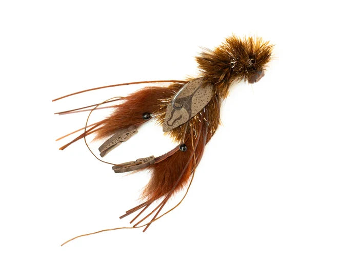 Chocklett Factory Craw Changer fishing lure featuring detailed brown and tan materials with feather and synthetic components designed to mimic a crawfish for effective fishing tackle use.