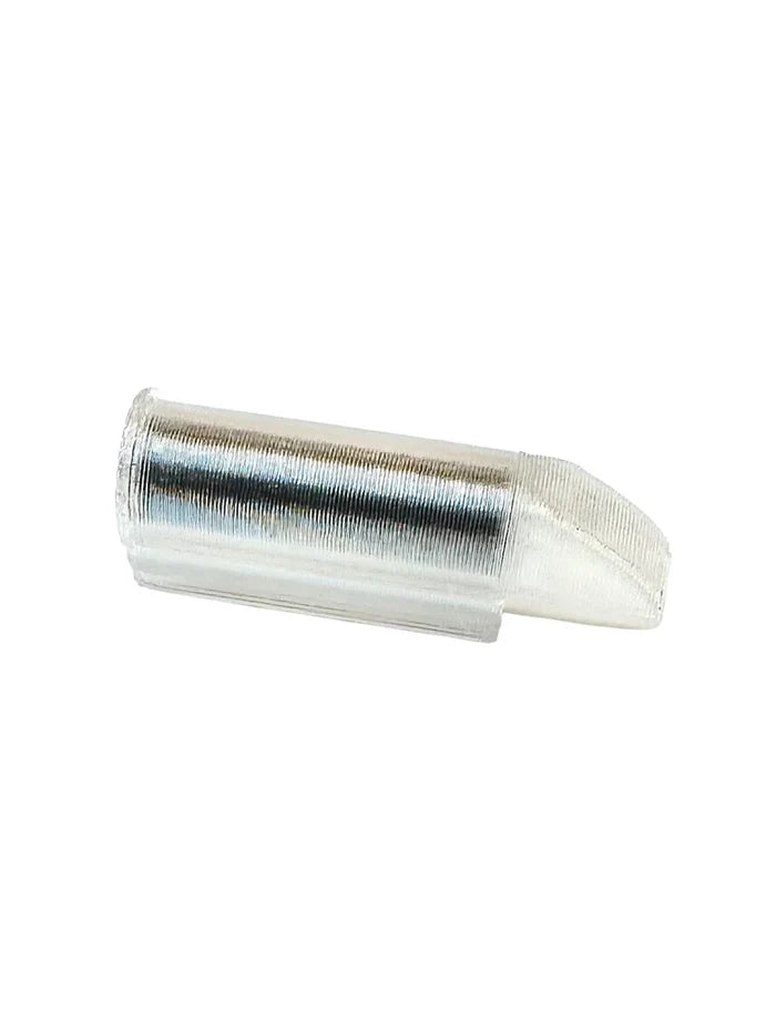 Chocklett's Rattle Box fishing lure in clear plastic with an internal coiled metal rattle, designed for attracting musky and other game fish in freshwater fishing tackle.