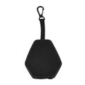 Chums Microfiber Cleaning Pouch MAX in black with a hexagonal shape, attached to a short braided strap and plastic clip for easy securing to fishing tackle or gear.