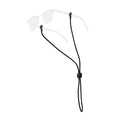 Chums Slip Fit Sunglasses Retainer in black, shown attached to a pair of sunglasses, designed to securely hold eyewear during fishing or outdoor activities.