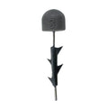 Close-up of a black Cipher Fishing Tungsten Nail Weight with a rounded top marked with the number 3, attached to a thin metal pin and a flexible rubber securing sleeve for fishing tackle.