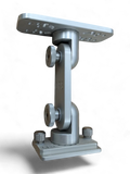 Cisco Dual Articulating Electronics Mount 8" track base SKU: MTHLK-TR8, a silver metal adjustable mount with multiple knobs for securing electronic devices, designed for fishing tackle setups.