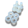 Cisco Nylon Replacement Screws (4) - 1/2" Nylon Hex Heads screws with spacer washers (4) SKU:XPN90, showing white durable nylon screws and washers for fishing tackle assembly.
