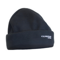 Clam Ice Armor Fleece Topue in black, a soft insulated fleece hat designed for warmth and comfort during cold weather fishing activities.