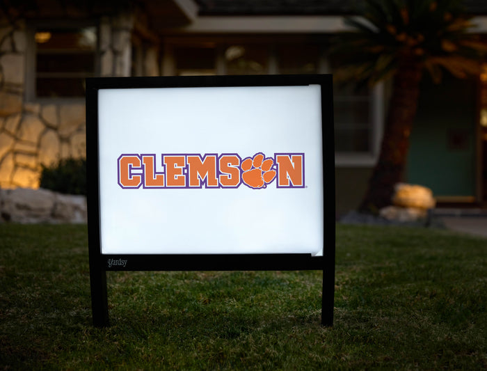 Clemson Paw Orange Wordmark White Yardsy Sign - Hero