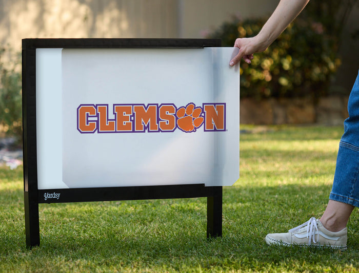 Clemson Paw Orange Wordmark White Yardsy Sign - Interchangeable