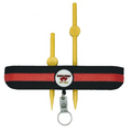 Cold Snap Tool & Lure Tamer (w/ 2 Toothpicks & Lanyard) showing a black and red strap with attached yellow plastic tools and a retractable lanyard keyring for organizing fishing tackle and lures.