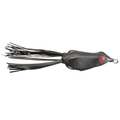 Copper Red Baits Ripple Frog fishing lure in black with red eyes, featuring soft rubber skirt and sharp hooks for use in fishing tackle targeting musky and other freshwater game fish.