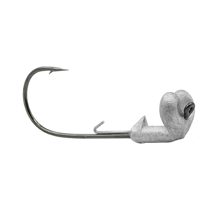 Core Tackle Strut Head Jig Head with a sharp fishing hook and weighted, angled head designed for secure lure attachment and effective fish catching.