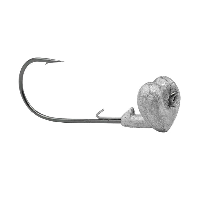 Core Tackle Strut Head Jig Head featuring a sharp single hook with a weighted heart-shaped head designed for secure attachment of fishing lures in fishing tackle.