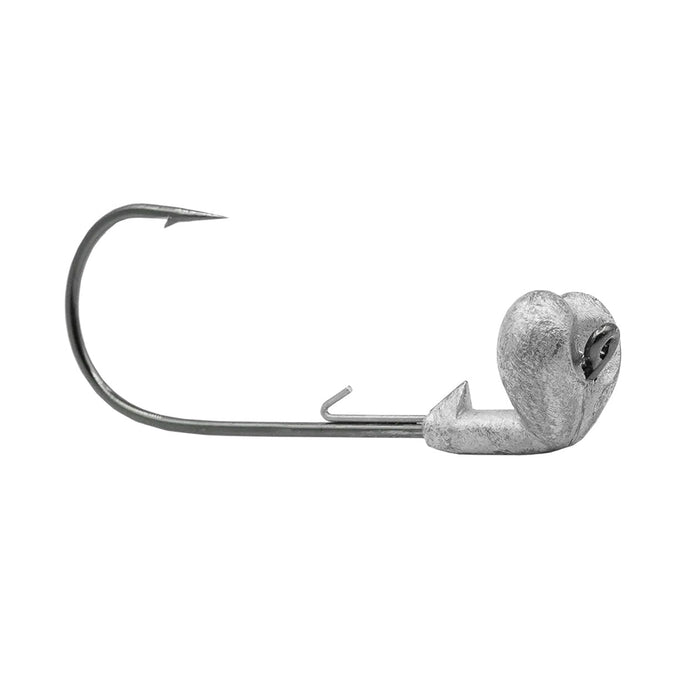 Core Tackle Strut Head Jig Head featuring a sharp single hook with a durable, heart-shaped weighted head designed for fishing lure presentation and improved casting performance.