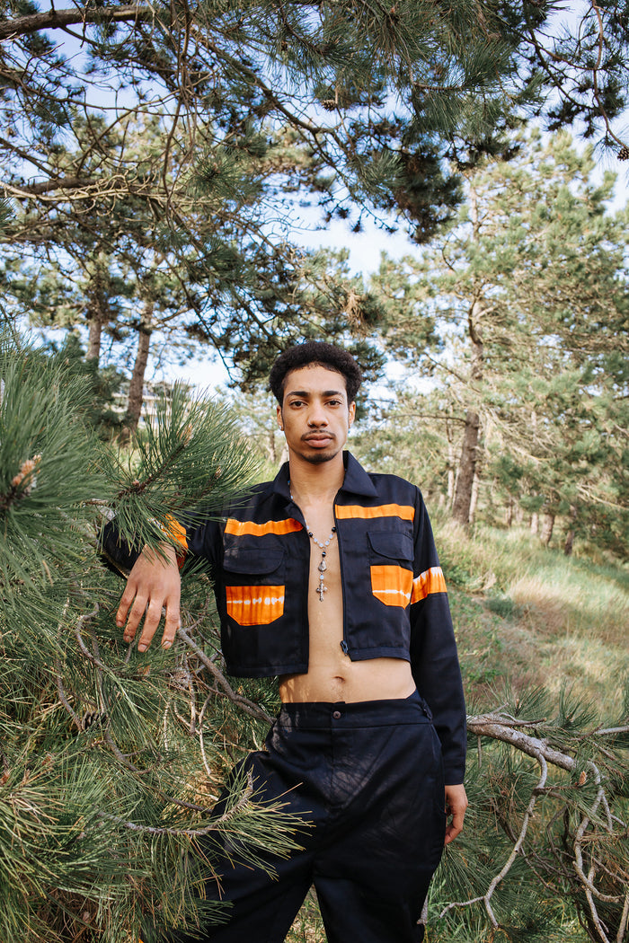 Cropped Cargo Jacket - Orange