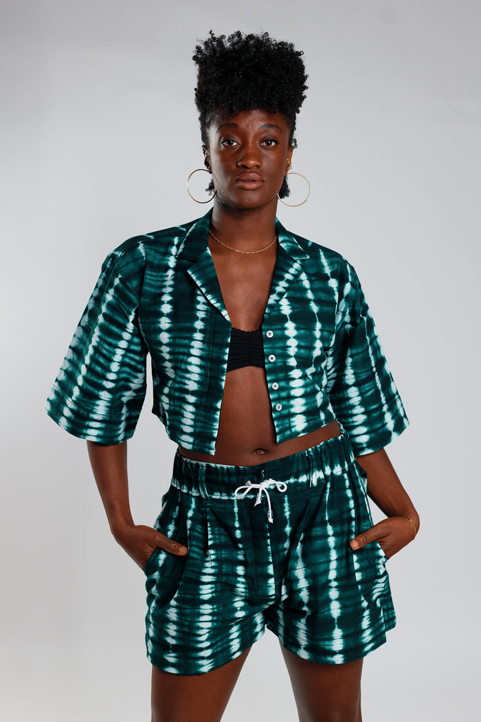 Cropped Resort Shirt - Deep Green