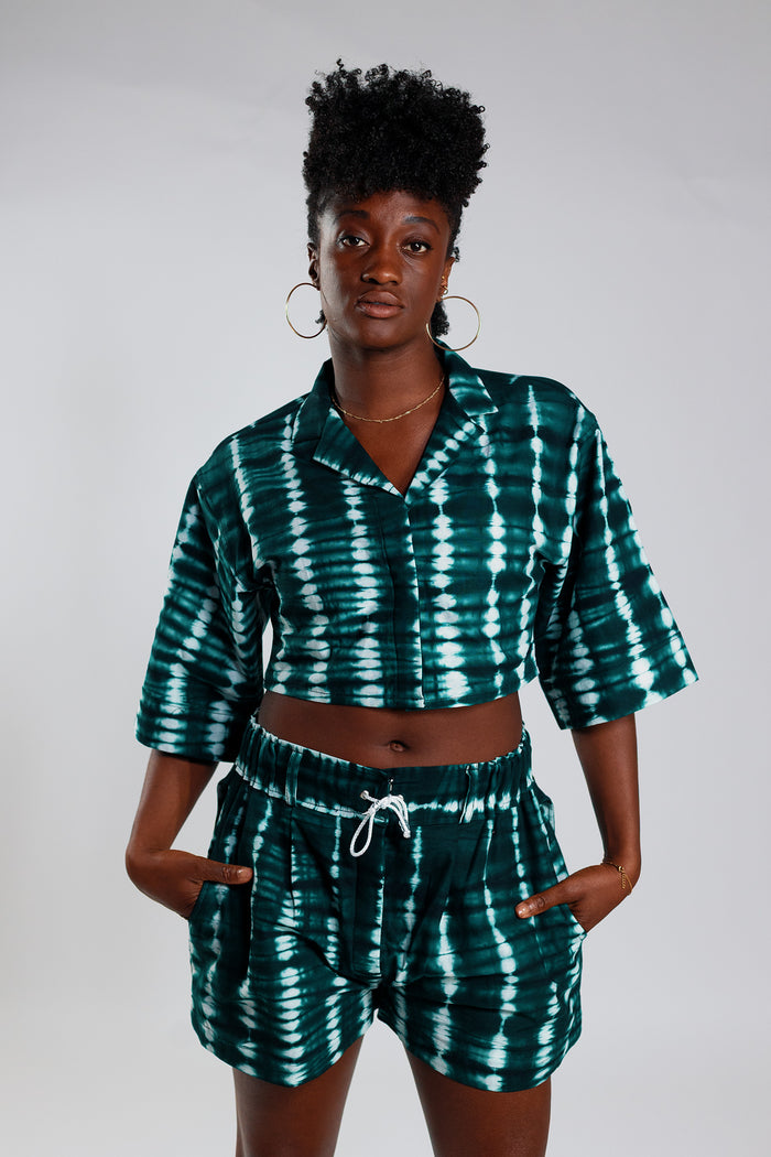 Cropped Resort Shirt - Deep Green