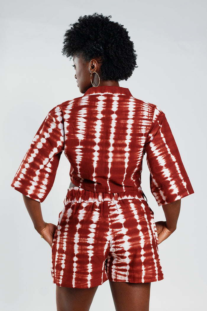 Cropped Resort Shirt - Deep Red