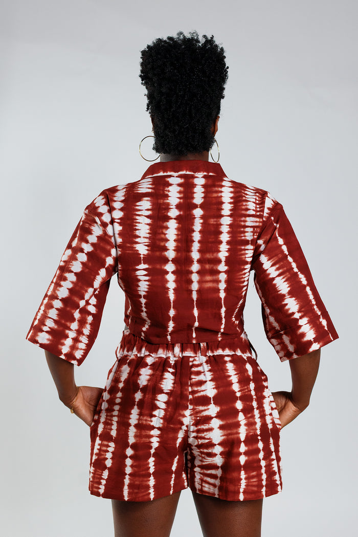 Cropped Resort Shirt - Deep Red