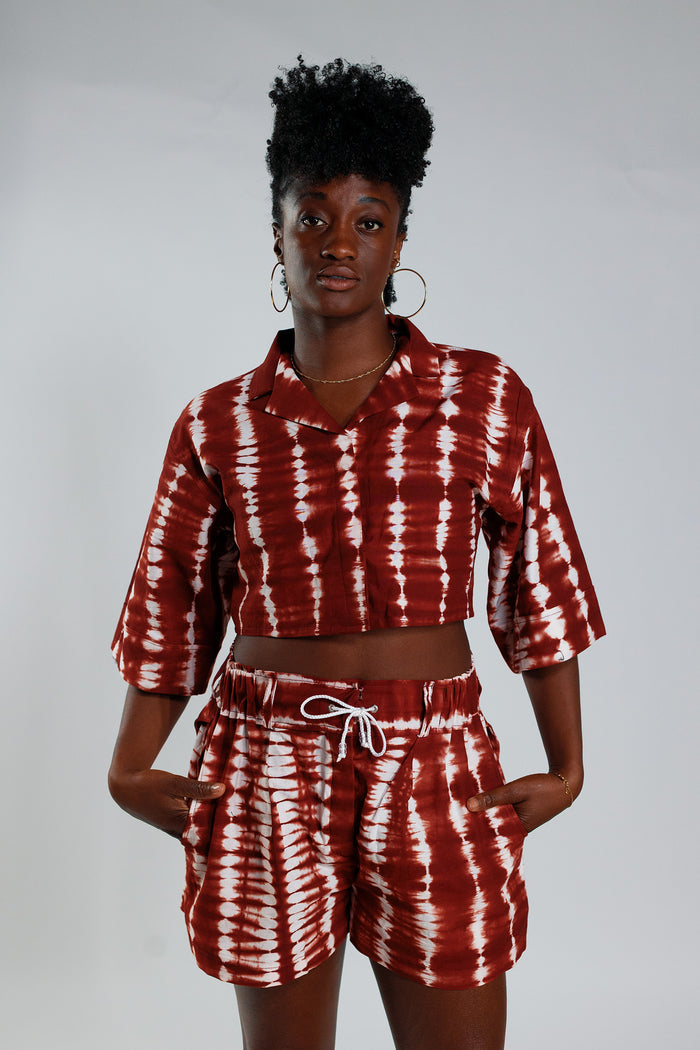 Cropped Resort Shirt - Deep Red
